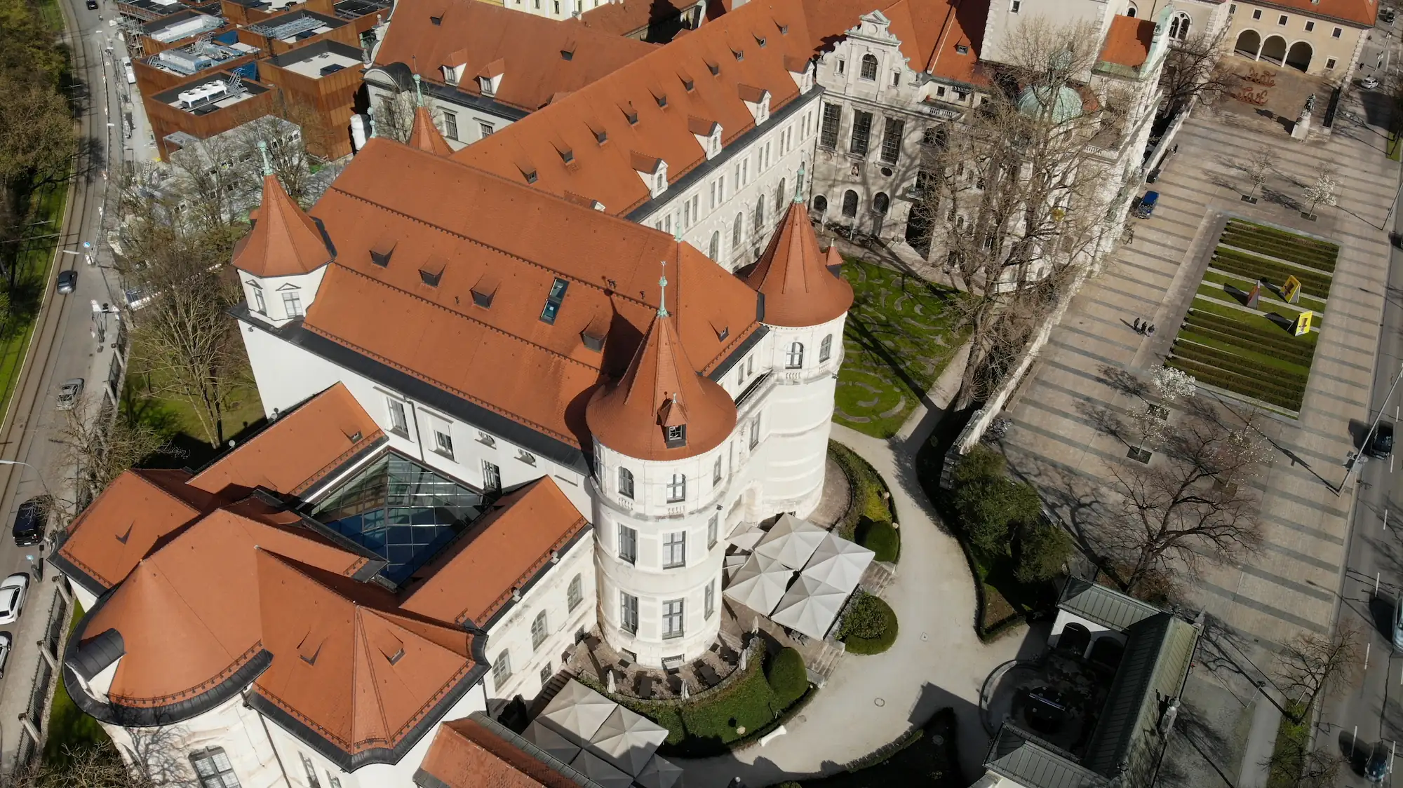 Aerial view des Restaurant Museums im Nationalmuseum München
